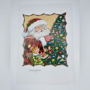 Mary Engelbreit Santa And Elf Decorating Christmas Tree Magazine Pull Out Print